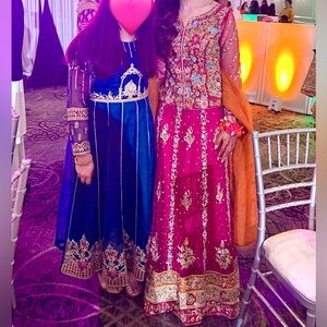 Pakistani Magenta and Rust Orange Lehnga Choli
